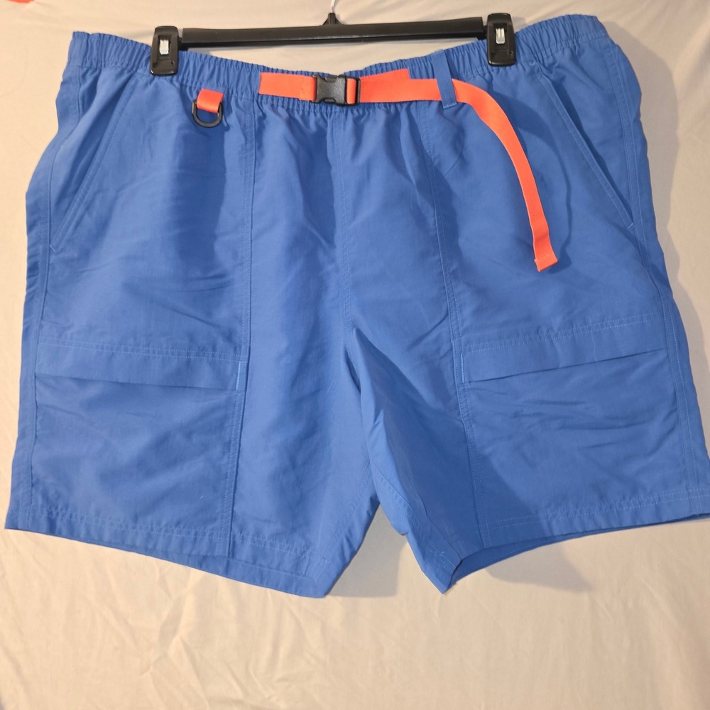 Eddie Bauer Bait Watch Belted Shorts XXL Mens Blue Orange StormRepel New